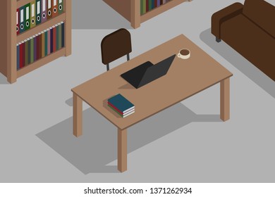 Office interior. View from above. Vector illustration.