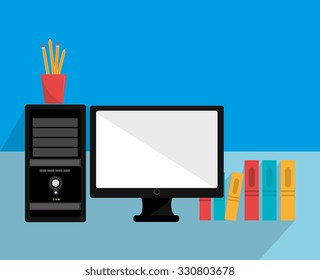 Office interior workplace design, vector illustration graphic eps10.
