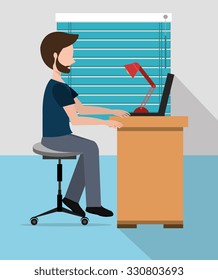 Office interior workplace design, vector illustration graphic eps10.