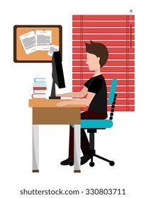 Office interior workplace design, vector illustration graphic eps10.