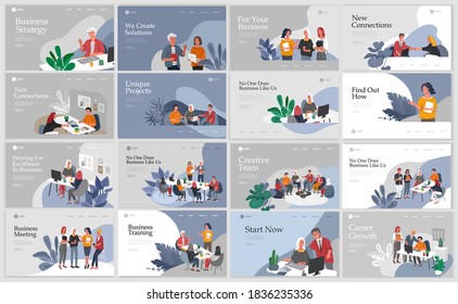 Office interior workplace with group workers communicating or talking to client or conversations between teamwork or meeting, brainstorming. Vector cartoon concept illustration for business