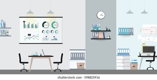 Office interior, workspace - illustration vector