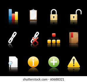 Office and Internet icon set 13 - Glossy Black Series.  Vector EPS8 format, easy to edit.
