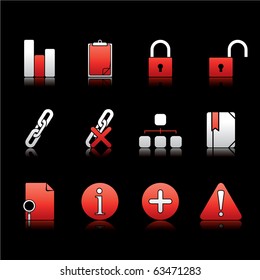 Office and Internet icon set13 White and Red Series.  Vector EPS 8 format, easy to edit.