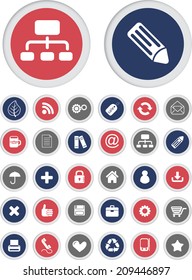 office, internet icons, signs, objects set, vector