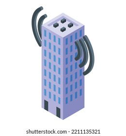 Office Internet Provider Icon Isometric Vector. Call Server. Wifi Network