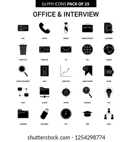 Office and Interview Glyph Vector Icon set