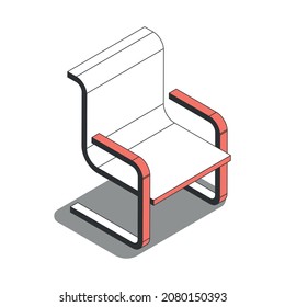 Office isometric composition with isolated image of office chair vector illustration