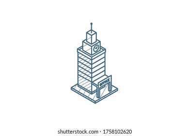 office isometric icon. 3d vector illustration. Isolated line art technical drawing. Editable stroke