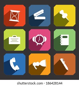 office item flat icon set 
