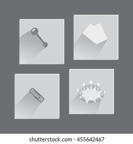 Office Items and Concepts in Set of Icons Made in Flat Style. Vector EPS 10