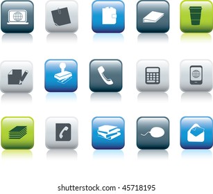 office items icon button collection illustration set