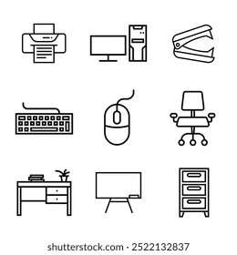 Icono de artículos de oficina Vector de stock