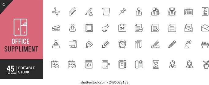 Symbol für die Position von Office-Elementen festgelegt. Vektorillustration.	
