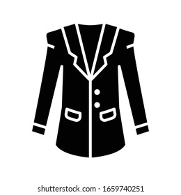 Office jacket black icon, concept illustration, vector flat symbol, glyph sign.