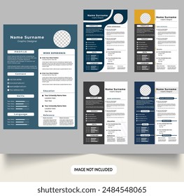 Office job application CV and resume template set vector. Modern resume layout design collection for employees. intern CV template bundle vector for official work. minimalist resume design templates
