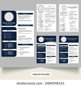 Lebenslauf der Office-Bewerbung und Vektorgrafik des Lebenslaufs der Vorlage. Moderne Lebenslauf Layout Design Kollektion für Mitarbeiter. Praktikant CV Vorlage Paket Vektorgrafik für die offizielle Arbeit. Minimalistische Lebenslauf Design Vorlagen
