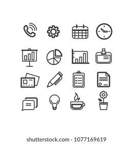 Office, job, universal and more thin line icons set, flat design, vector illustration.
