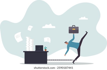 Office job work hard like a slave, overworked with busy and urgent assignment, exhausted or stressful responsibility.business concept.flat character.