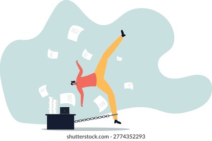 Office job work hard like a slave, overworked with busy and urgent assignment, exhausted or stressful responsibility.human life and situation.