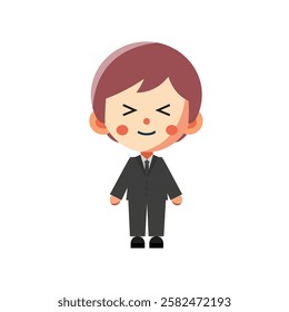 office kid wearing black coat