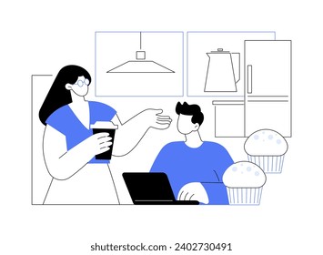 Office kitchen isolated cartoon vector illustrations. Group of diverse people eating in a business office kitchen, modern workplace, colleagues lifestyle, lunchtime together vector cartoon.