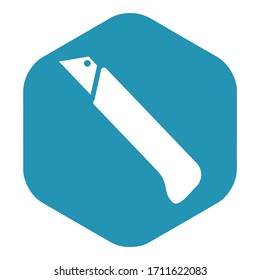 Office knife icon. Cutting and pricking tools for cutting paper and other materials. Vector illustration isolated on a white background for design and web.