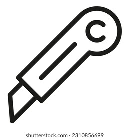 vector de contorno de icono de cuchillo de Office. Herramienta de edición. Editor de mano