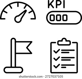Conjunto de Ícones de Linhas de Tarefas de KPI do Office