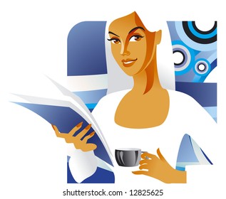 Office lady with a cup