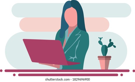 Office lady flat illustration vector design.