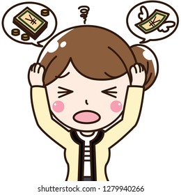 Office lady has problem, stressful and worry about financial and expenditure. This can use for advertising, poster and decorate your blog or website.