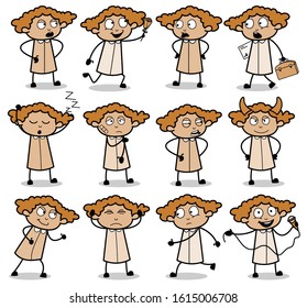 Office Lady Poses Collection - Set of Concepts Vector illustrations