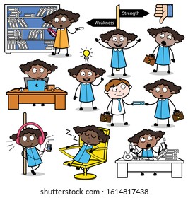 Office Lady - Set of Comic Worker Concepts Vector illustrations