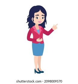 Office lady teach something in the presentation