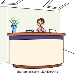 Office lady waiting for customers at the company reception