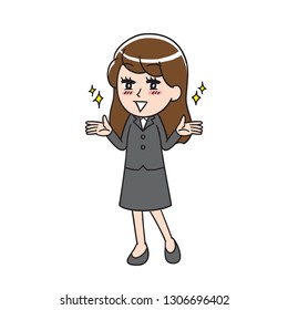 Office lady who speaks happily