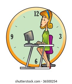 office lady working
