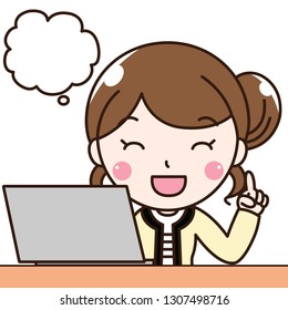Office lady is working documents in computer.She intends with works, So everyday she so happy that for move on with works. This can use for advertising, poster and decorate your blog or website.