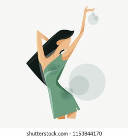 office lady's innocent gesture of self-confidence and vitality