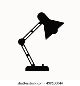 Office lamp flat icon. Vector office table lamp illustration. Concept of office desk lamp. Black office lamp icon for your design. Flat cartoon desk lamp isolated. 