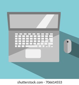 office laptop flat icon vector blue button