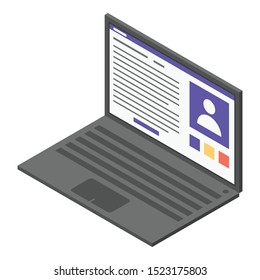 Office laptop icon. Isometric of office laptop vector icon for web design isolated on white background