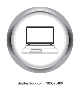 Office laptop simple icon  on round background