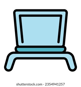 Office laptop stand icon outline vector. Best work. Posture meeting color flat