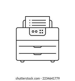 Office laser printer clip art. Monochrome outline icon.