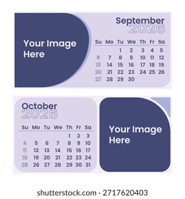 Plantilla de Vector minimalista de calendario de lavanda de oficina diseñada con una estética limpia, moderna y profesional. Este calendario presenta una paleta de colores lavanda suave combinada con tipografía minimalista, Formas geométricas redondeadas y un diseño bien estructurado que crea un ambiente de oficina tranquilo, elegante y productivo.

El diseño incluye una cuadrícula mensual clara con un área de marcador de posición de Imagen, lo que lo hace ideal para calendarios fotográficos, marca corporativa y papelería de oficina personalizada. Perfecto para calendarios de pared, calendarios de escritorio, planificadores mensuales, calendarios anuales, horarios y organizadores de trabajo. Adecuado para oficinas, empresas, startups, trabajadores remotos y entornos profesionales modernos.

Esta Plantilla de Vector totalmente editable permite una fácil personalización del texto, las fechas, los colores y el diseño sin perder calidad. Optimizado tanto para uso impreso como digital, lo que lo hace ideal para planificadores, presentaciones de negocios, informes, herramientas de productividad y contenido de redes sociales relacionado con la planificación de oficinas o trabajo.

Una opción perfecta para diseñadores y empresas que buscan un diseño de calendario minimalista, calmante y moderno con un tono suave de lavanda que mejora el enfoque, la organización y la claridad visual.

Características:

Diseño minimalista de estilo de oficina

Paleta de colores de lavanda suave

Diseño limpio y profesional

Formato de Vector totalmente editable

Alta resolución y listo para imprimir
