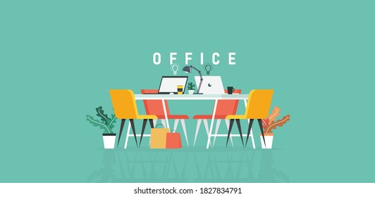 Office of Learning and Teaching Work In the company of business people working using program design vector illustration