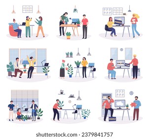 Office leisure vector illustration. Employees should make most their leisure time to unwind and recharge Finding leisure opportunities in office encourages healthy work life balance The company values