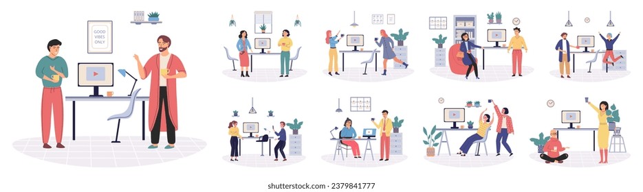 Office leisure vector illustration. Finding leisure activities in office promotes sense community and partnership among employees Engaging in recreational activities strengthens teamwork